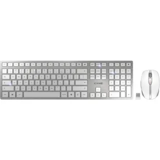 CHERRY DW 9100 SLIM, Desktop-Set (weiß/silber, EU-Layout (QWERTY), Cherry SX-Scherentechnologie)