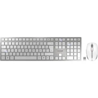 CHERRY DW 9100 SLIM, Desktop-Set (weiß/silber, FR-Layout, Cherry SX-Scherentechnologie)