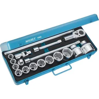 Hazet Steckschlüssel-Satz 1002, 3/4", 18-teilig, Werkzeug-Set (blau, mit Umschaltknarre)