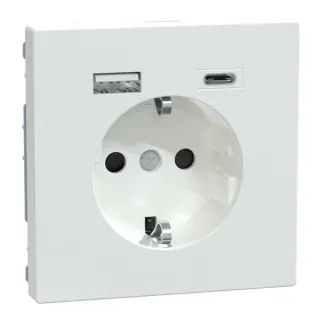 Merten Schutzkontakt Steckdose mit USB Ladegerät Typ MEG2367-6035, Unterputz, 16 Ampere, 250 Volt (weiß (glänzend), Retail)