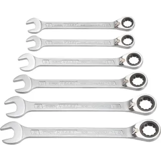 Hazet Knarren-Ring-Maulschlüssel-Satz 606/6-1, 6-teilig, Schraubenschlüssel (mit umschaltbarer Knarrenfunktion)