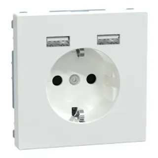 Merten Schutzkontakt Steckdose mit USB Ladegerät, Typ MEG2366-6035, Unterputz, 16 Ampere, 250 Volt (weiß (glänzend), Retail)
