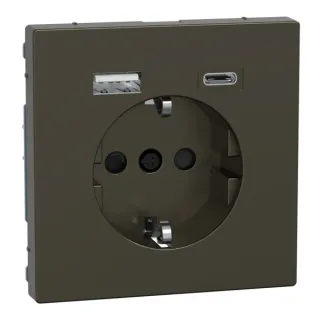 Merten Schutzkontakt Steckdose mit USB Ladegerät, Typ MEG2367-6052, Unterputz, 16 Ampere, 250 Volt (mocca, Retail)