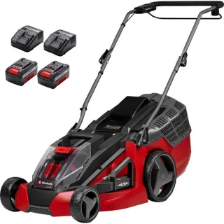 EINHELL Akku-Rasenmäher GE-CM 43 Li M Kit, 36Volt (2x18V) (rot/schwarz, 2x Li-Ionen Akku 4,0Ah)