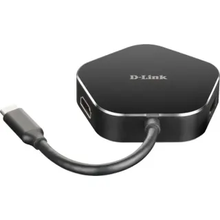 D-Link DUB-M420 4‑in‑1 USB‑C Hub mit HDMI/USB‑C Ladeanschluss, USB-Hub (schwarz/silber)
