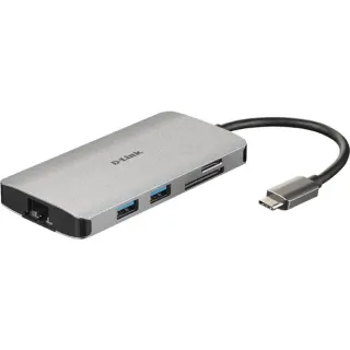 D-Link DUB-M810 8‑In‑1 USB‑C Hub, Dockingstation (grau, HDMI, USB-C PD, RJ-45)