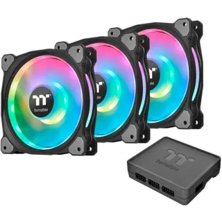 Thermaltake Riing Duo 12 RGB Radiator Fan 3 Pack, Gehäuselüfter (schwarz, 3er Set, 1x Controller, 120 mm)