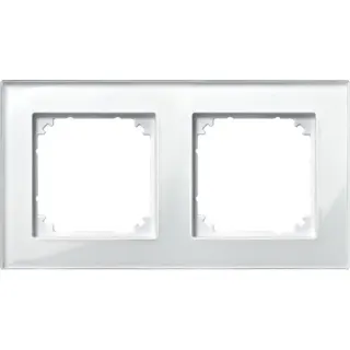Merten Rahmen Glas 2-fach brillantweiß waagerecht und senkrecht Montage 489219 (weiß (glänzend), Retail)