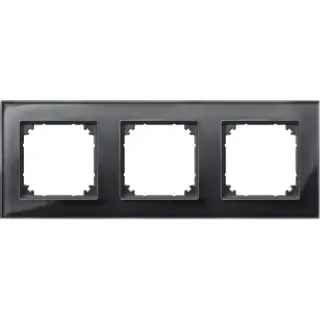Merten Rahmen aus Glas, dreifach, waagerecht und senkrecht montierbar, glänzend, IP20 (schwarz (glänzend), Retail)