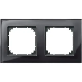Merten Rahmen aus Glas für zwei Einheiten, waagerecht und senkrecht montierbar, Typ 489203 (schwarz (glänzend), Retail)