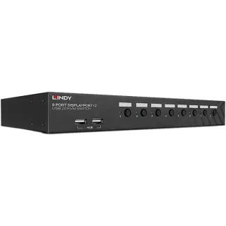 Lindy 8 Port DisplayPort 1.2 & USB 2.0 KVM Switch, KVM-Switch (schwarz)