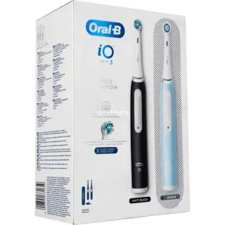 Oral-B iO Series 3N Duo, Elektrische Zahnbürste (schwarz/blau, Matt Black/Ice Blue inkl. 2. Handstück)