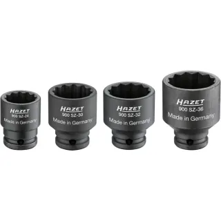 Hazet 1/2" Antriebs-, Gelenk-, Achswellen-Satz (900SZ/4), Steckschlüssel (schwarz, 4-teilig, Doppelsechskant)
