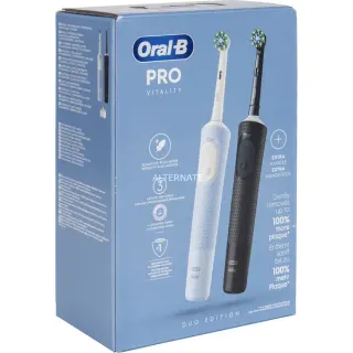 Oral-B Vitality Pro D103 Duo, Elektrische Zahnbürste (schwarz/blau, Black/Blue, inkl. 2. Handstück)