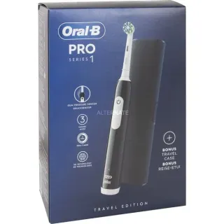 Oral-B Pro 1 Cross Action , Elektrische Zahnbürste (schwarz, mit Reiseetui)