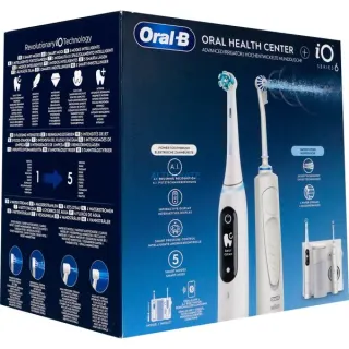 Oral-B Center OxyJet Reinigungssystem - Munddusche + Oral-B iO6, Mundpflege (weiß)