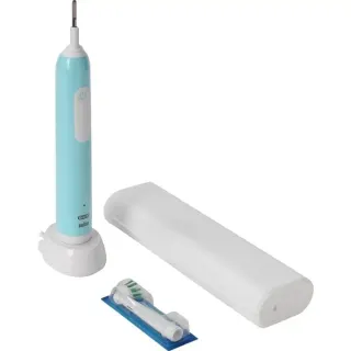 Oral-B Pro 1 Cross Action Caribbean Blue mit Reiseetui, Elektrische Zahnbürste (blau)