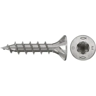 fischer Spanplattenschraube PowerFast II 4,0x30 Senkkopf TX (200 Stück, mit Vollgewinde, Edelstahl A4)