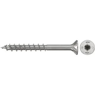 fischer Spanplattenschraube PowerFast II 5,0x50 Senkkopf TX (200 Stück, mit Teilgewinde, Edelstahl A2)