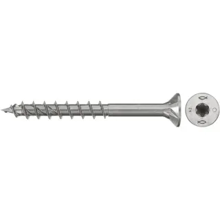 fischer Spanplattenschraube PowerFast II 5,0x45 Senkkopf TX (200 Stück, mit Teilgewinde, Edelstahl A2)