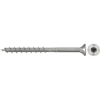 fischer Spanplattenschraube PowerFast II 6,0x80 Senkkopf TX (100 Stück, mit Teilgewinde, Edelstahl A4)