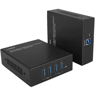Lindy USB 3.2 Gen 1 Cat.6A HDBaseT Extender, USB-Extender (schwarz, 100m)