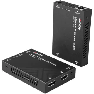 Lindy HDMI & IR über IP Extender, HDMI Verlängerung (schwarz)