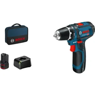 Bosch Professional Akku-Bohrschrauber GSR 12V-15 Professional, 12 Volt (blau/schwarz, 2x Li-Ionen Akku 2,0Ah)
