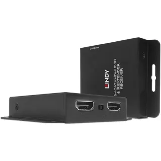 Lindy HDMI 4K30 Extender, HDMI Verlängerung (schwarz, 70m, Cat.6, mit Power over Cable und Loop Out)
