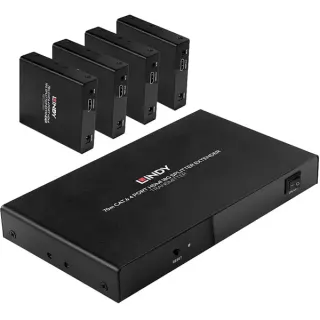 Lindy 4 Port HDMI 4K60 Splitter Extender, HDMI Splitter (schwarz, 70m, Cat.6)
