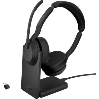 Jabra Evolve2 55, mit Ladestation, Headset (schwarz, Stereo, UC, USB-C, Link380c)