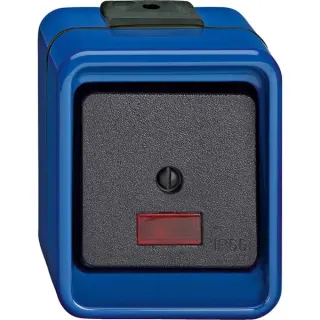 Merten Wipp-Kontrollschalter Wechsel 16 Ampere 250 Volt mit LED-Beleuchtung (blau, Retail)