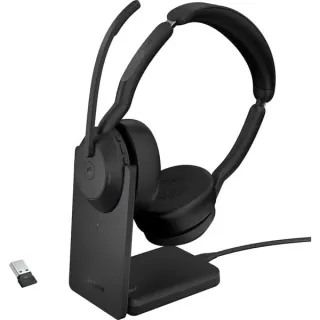 Jabra Evolve2 55, mit Ladestation, Headset (schwarz, Stereo, Microsoft Teams, USB-A, Link380a)
