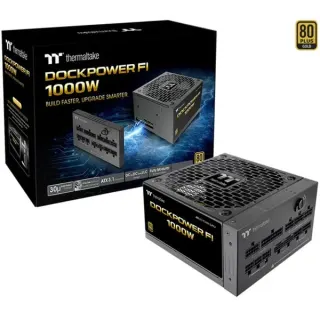 Thermaltake Dockpower FI 1000W, PC-Netzteil (schwarz, 1x 12-Pin High Power GPU, 5x PCIe, Kabelmanagement, 1000 Watt)