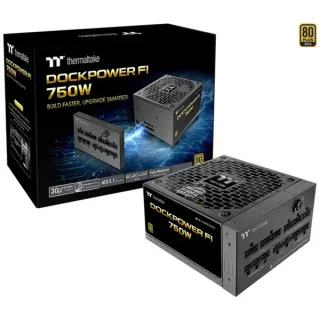 Thermaltake Dockpower FI 750W, PC-Netzteil (schwarz, 1x 12-Pin High Power GPU, 4x PCIe, Kabelmanagement, 750 Watt)