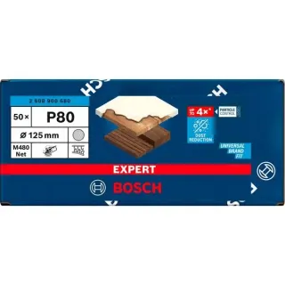 Bosch Professional Expert M480 Netzstruktur-Schleifblatt Ø 125mm, K80 (50 Stück, für Exzenterschleifer)