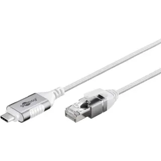 goobay Ethernet-Adapterkabel USB-C 3.2 Gen2 > RJ-45, Slim (weiß, 3 Meter)