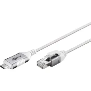 goobay Ethernet-Adapterkabel USB-C 3.2 Gen2 > RJ-45, Slim (weiß, 2 Meter)