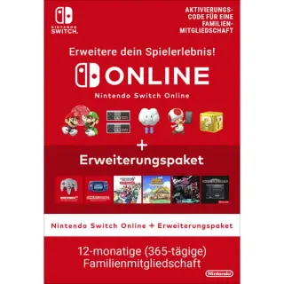 Nintendo Switch Online + Erweiterungspaket – Familienmitgliedschaft (365 Tage), Gamecard
