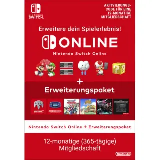 Nintendo Switch Online + Erweiterungspaket – Einzelmitgliedschaft (365 Tage), Gamecard