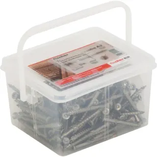 fischer Box Terrassenschrauben 5x60 Senkkopf TX (edelstahl, 200 Stück, Teilgewinde, mit passendem Bit)
