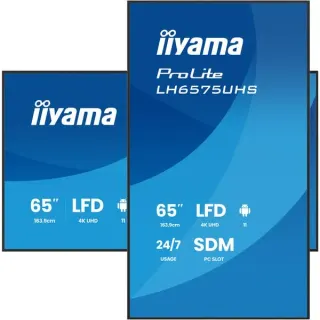 iiyama ProLite LH6575UHS-B2AG, Public Display (schwarz (matt), UltraHD/4K, IPS, Lautsprecher, Daisy Chain)