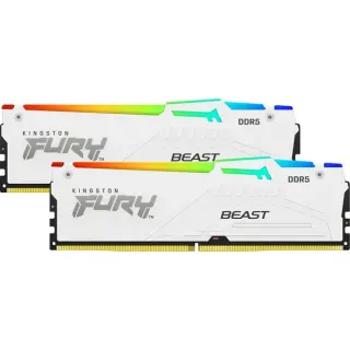 Kingston FURY DIMM 64 GB DDR5-5600 (2x 32 GB) Dual-Kit, Arbeitsspeicher (weiß, KF556C40BWAK2-64, FURY Beast RGB, INTEL XMP)