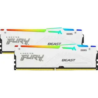 Kingston FURY DIMM 64 GB DDR5-5200 (2x 32 GB) Dual-Kit, Arbeitsspeicher (weiß, KF552C40BWAK2-64, FURY Beast RGB, INTEL XMP)