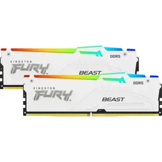 Kingston FURY DIMM 64 GB DDR5-5600 (2x 32 GB) Dual-Kit, Arbeitsspeicher (weiß, KF556C36BWEAK2-64, FURY Beast RGB, INTEL XMP, AMD EXPO)