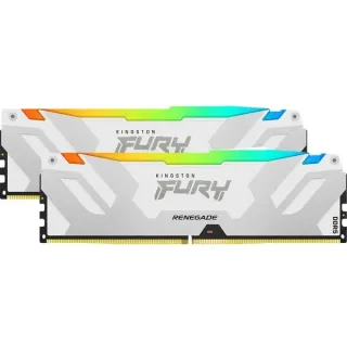 Kingston FURY DIMM 32 GB DDR5-6400 (2x 16 GB) Dual-Kit, Arbeitsspeicher (weiß, KF564C32RWAK2-32, Renegade RGB, INTEL XMP)