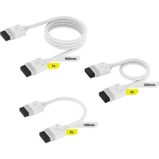 Corsair iCUE LINK Kabel-Kit, 600 / 200 / 100mm, gerade (weiß, 5-teilig)
