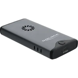 DeLOCK USB-C 40 Gbps für M.2 NVMe PCLe SSD mit Lüfter, Laufwerksgehäuse (grau/schwarz, werkzeugfrei)