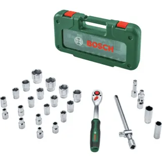 Bosch Heimwerken & Garten 1/2" Ratschen Set mit Steckschlüsseln, 26-teilig (grün, Drehmoment bis 768 Nm, im Koffer)