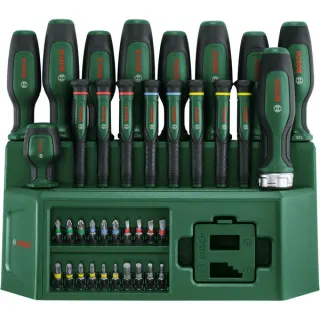 Bosch Heimwerken & Garten Schraubendreher Set Mixed, 39-teilig (grün/schwarz, mit praktischem Gestell)